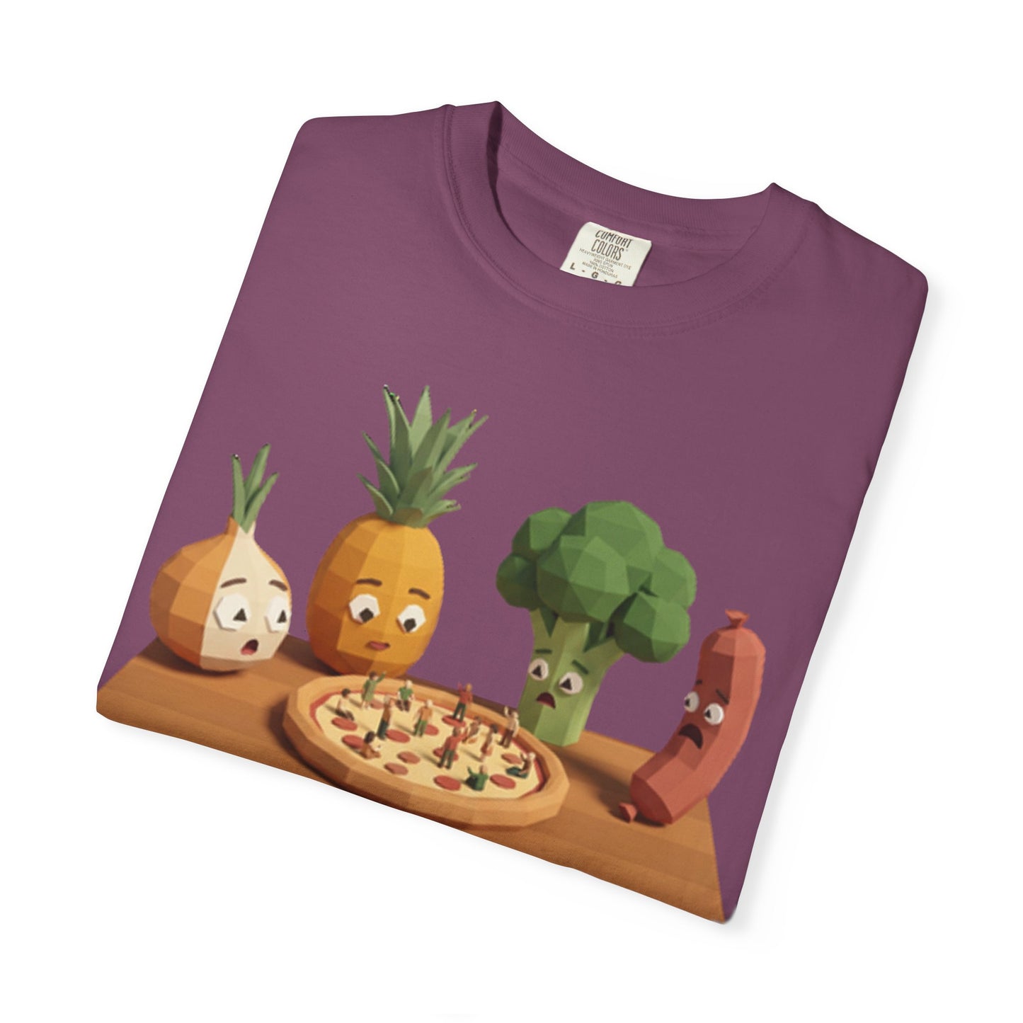 Pizza Night Veggie T-Shirt — Cute Cartoon Pineapple, Broccoli & Friends