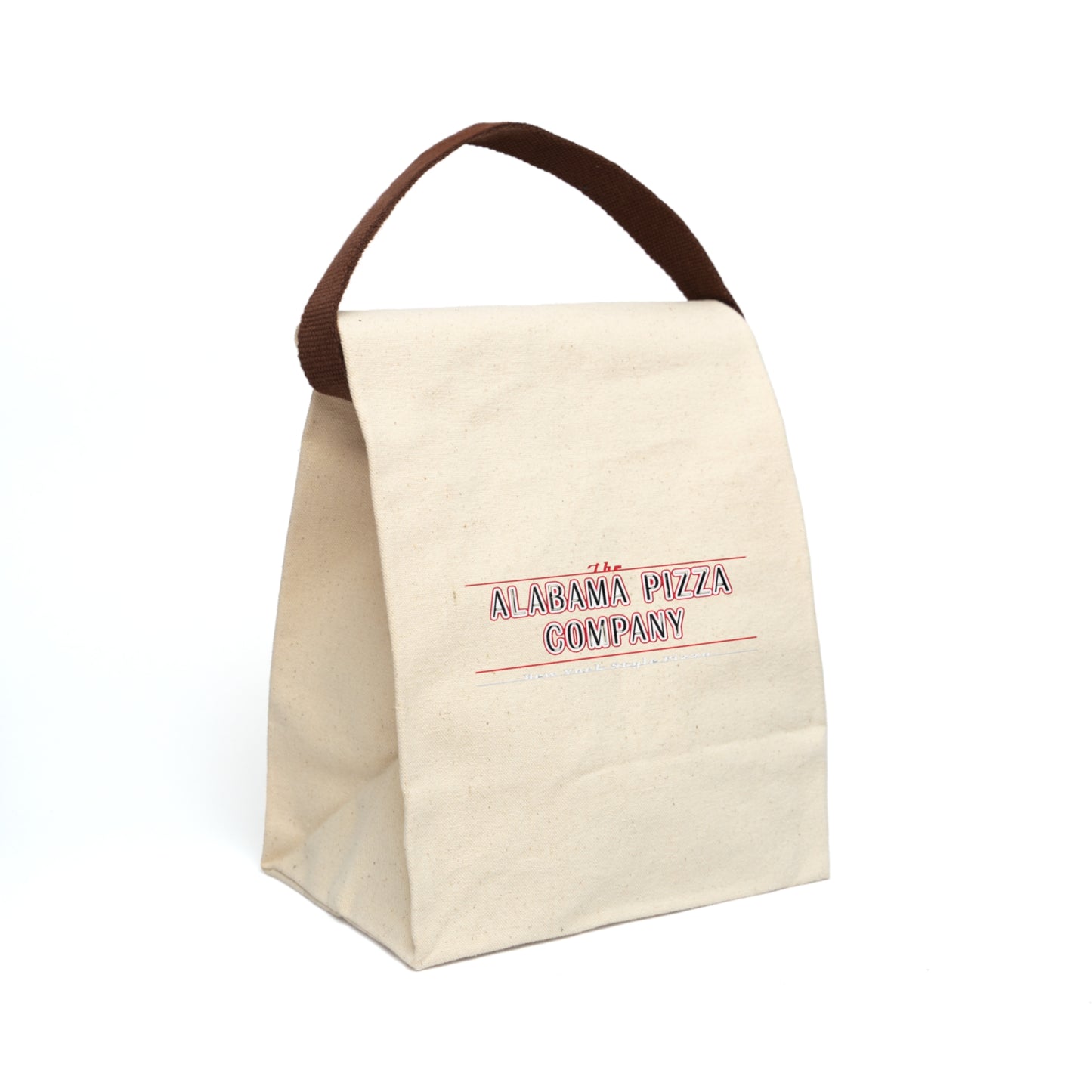 Canvas Lunch Bag — "The Alabama Pizza Company" Logo Insulated Tote with Strap