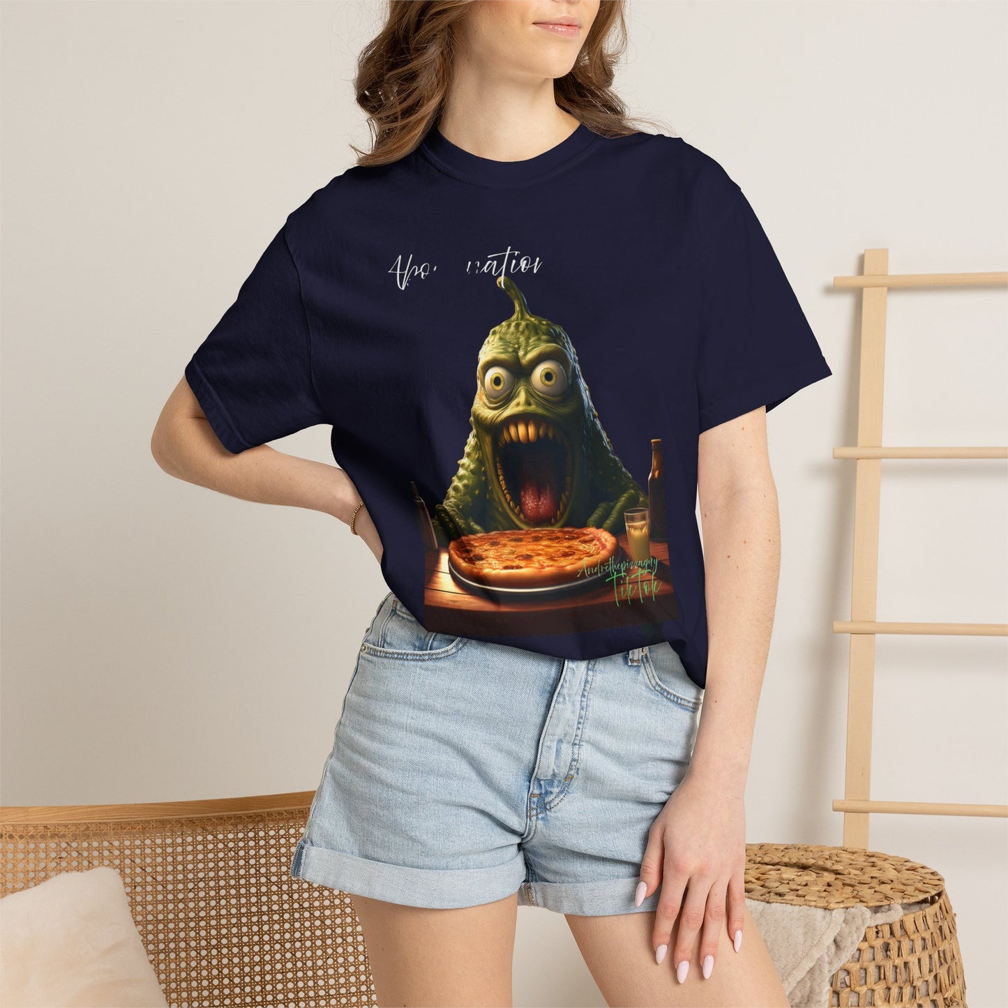Monster Eating Pizza T-Shirt — Funny Creepy Pizza Lover Tee