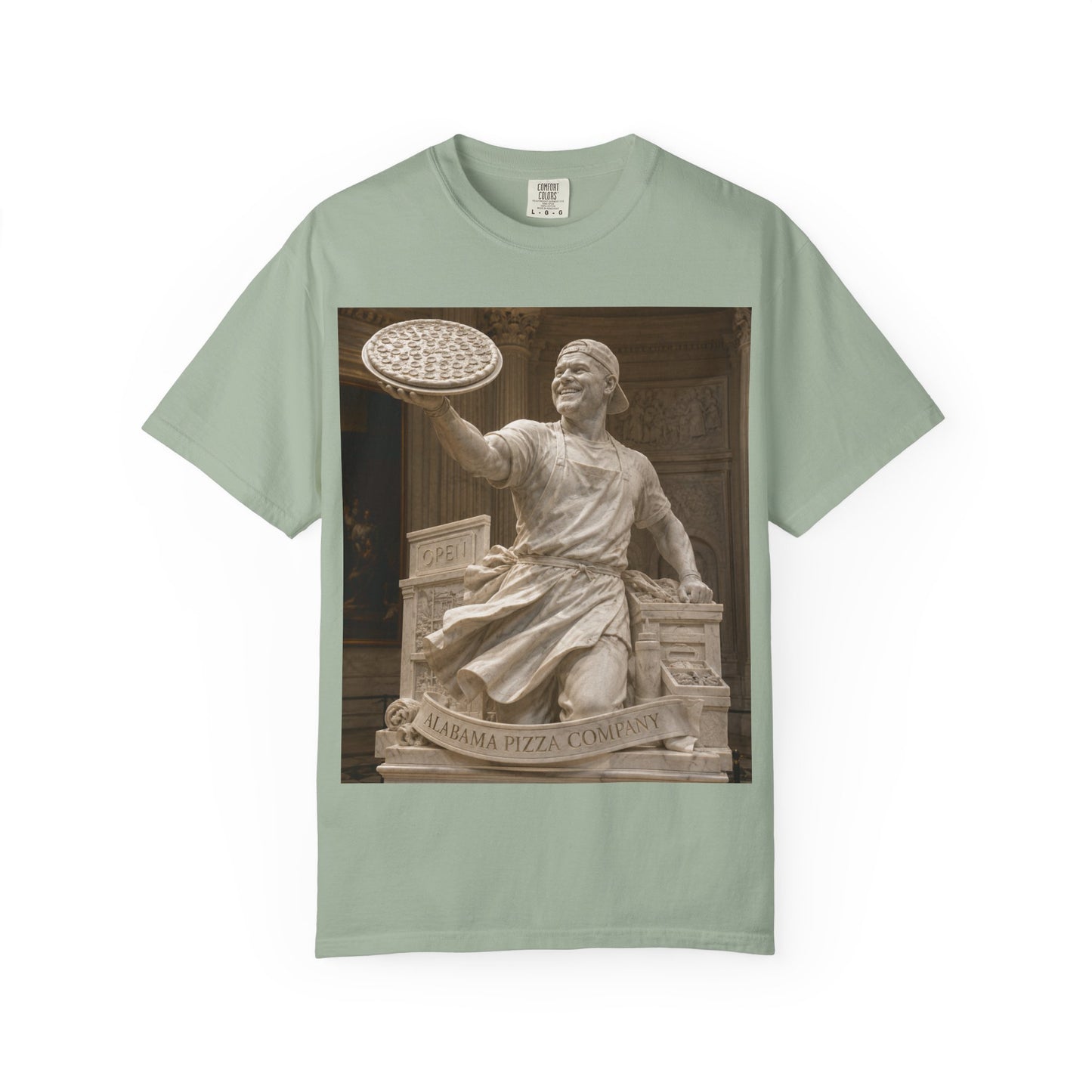 Pizza Statue Photo T-Shirt — Vintage Roman Sculpture Graphic Tee