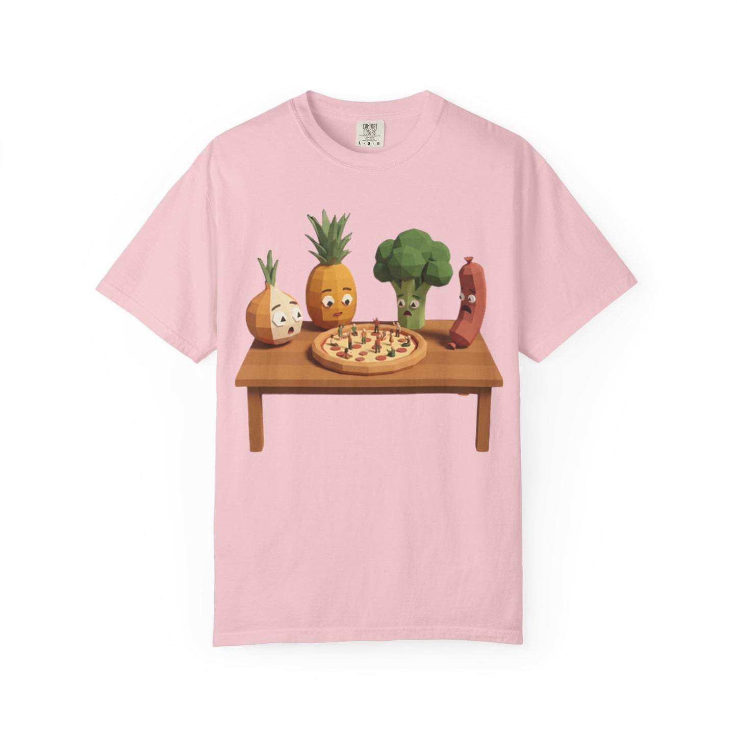 Pizza Night Veggie T-Shirt — Cute Cartoon Pineapple, Broccoli & Friends