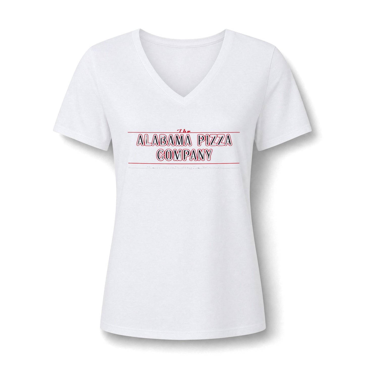 Women's V-Neck Tee — Mamma Pizza Company Retro Logo