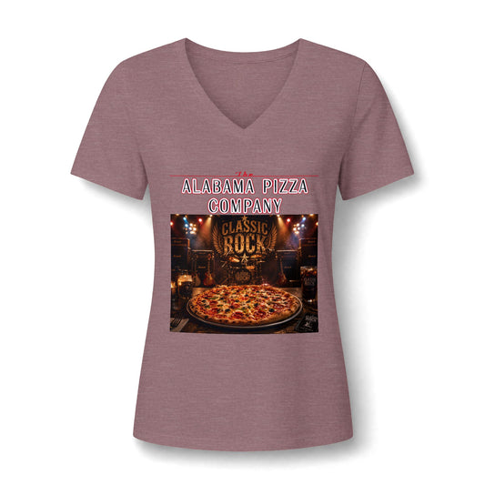 Pizza Company V-Neck Tee — "Classic Rock" Pizzeria Graphic