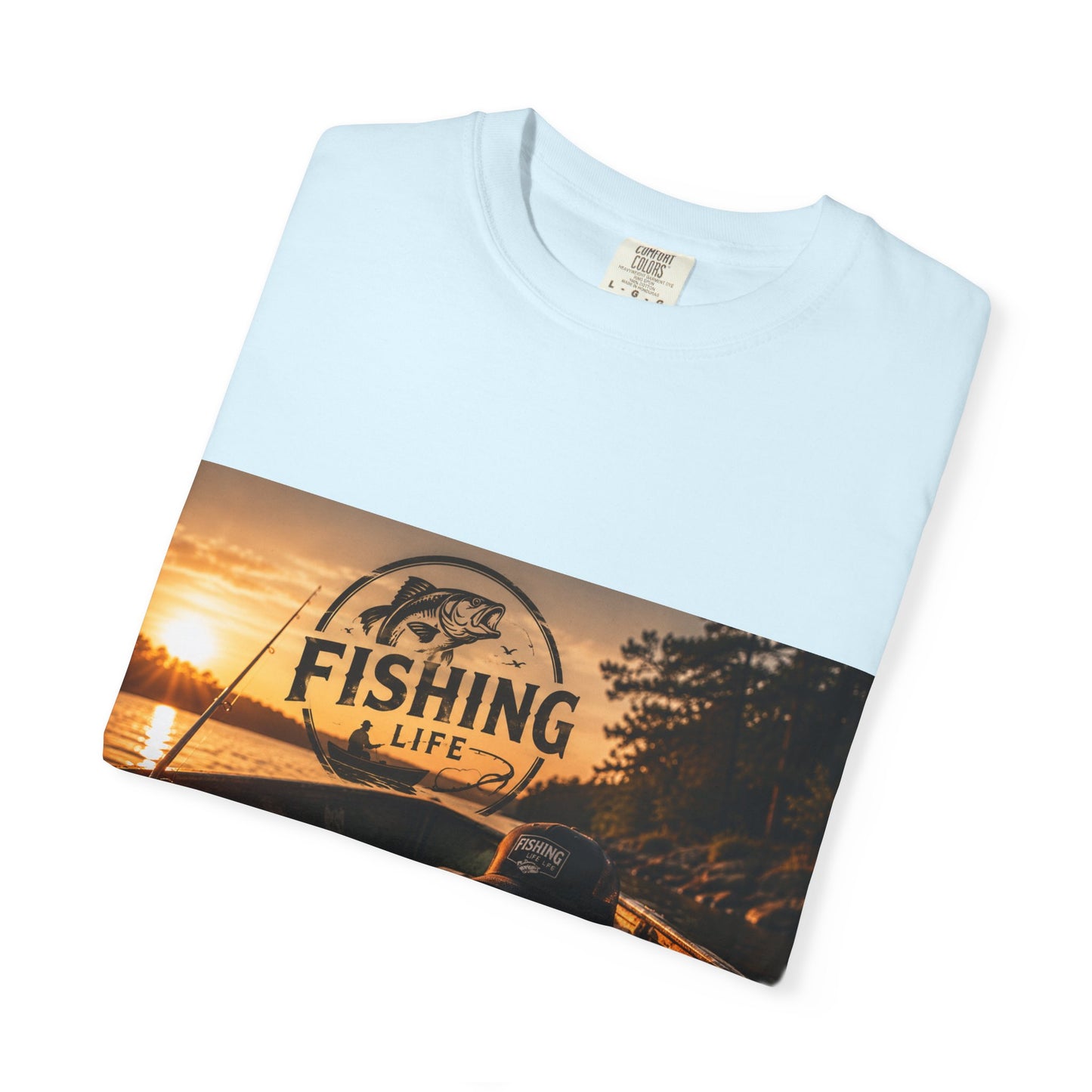 Fishing Life T-Shirt — Sunset Boat Pizza Graphic Tee