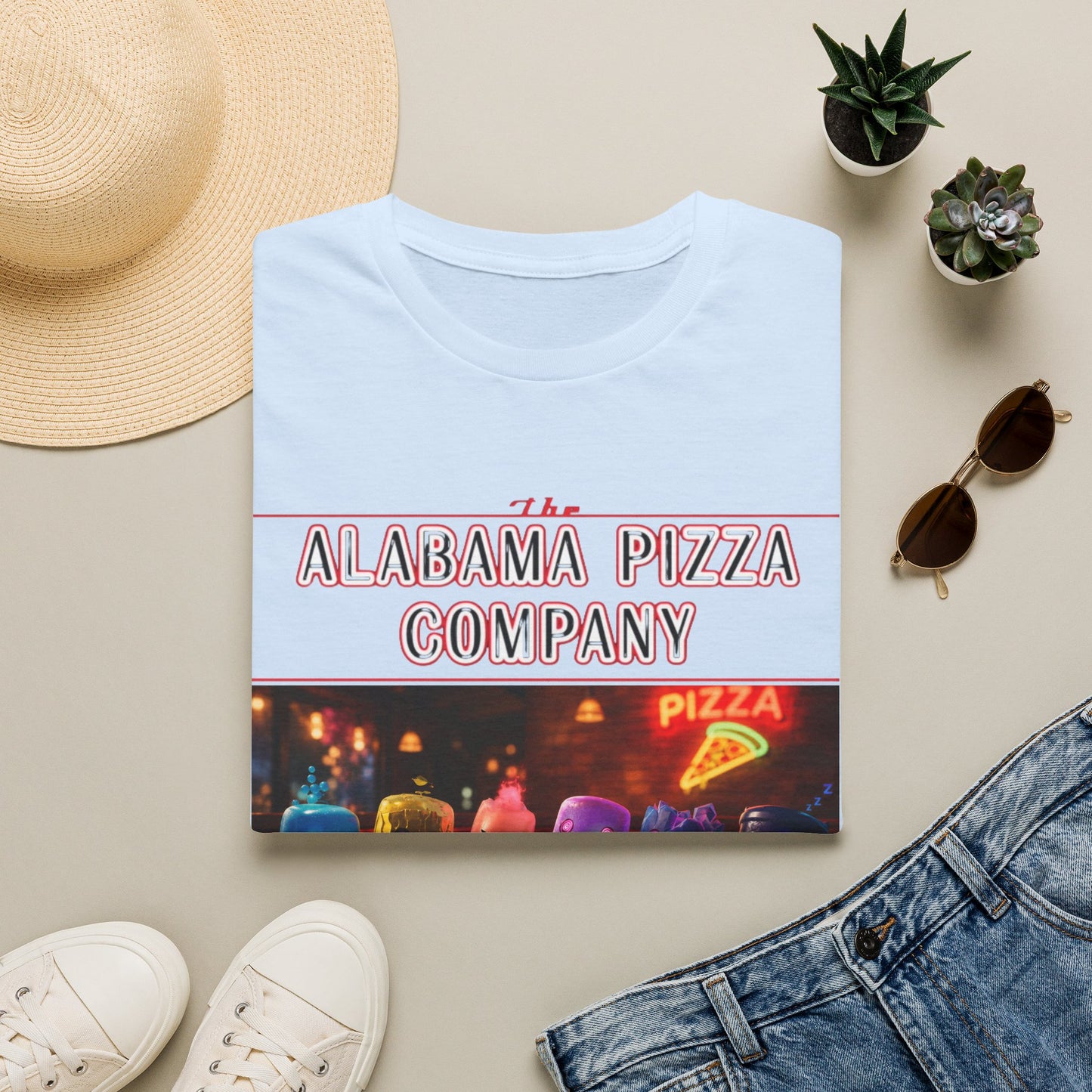 T-Shirt — "The Alabama Pizza Company" Neon Pizzeria Graphic Tee