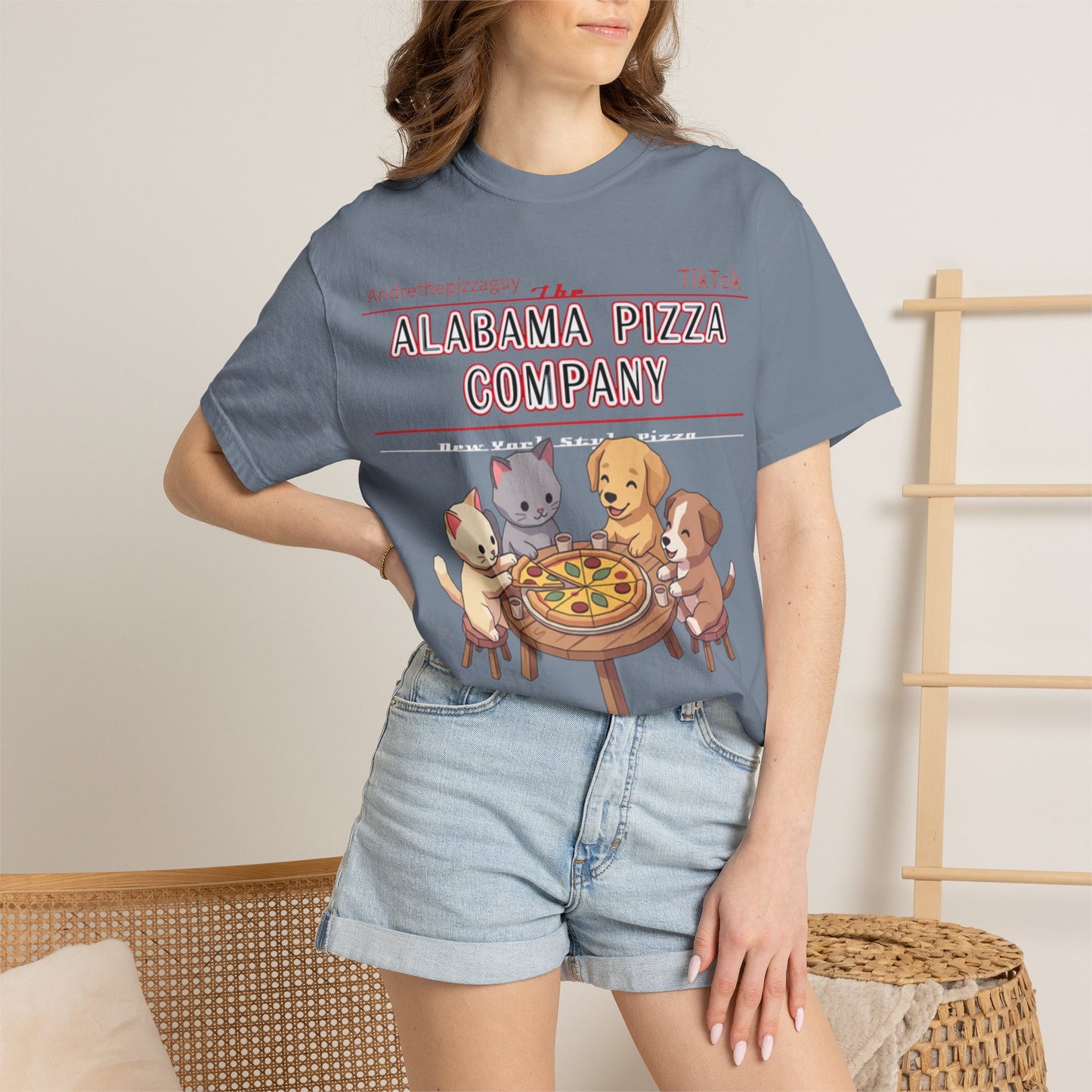 Alabama Pizza Company T-Shirt — Cute Dogs Sharing Pizza Graphic Tee