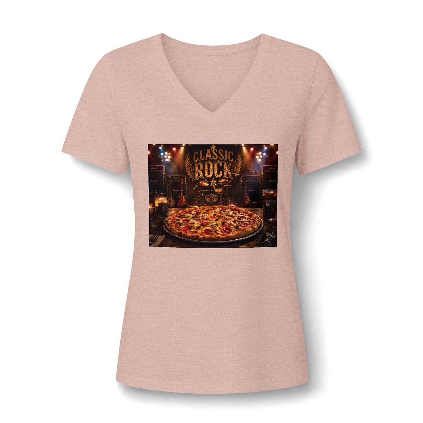 Classic Rock Pizza V-Neck Tee