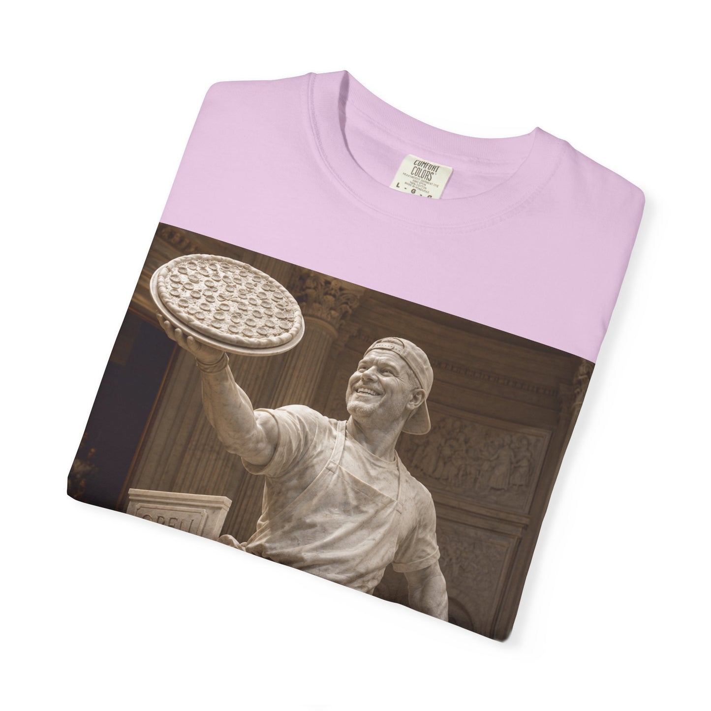 Pizza Statue Photo T-Shirt — Vintage Roman Sculpture Graphic Tee