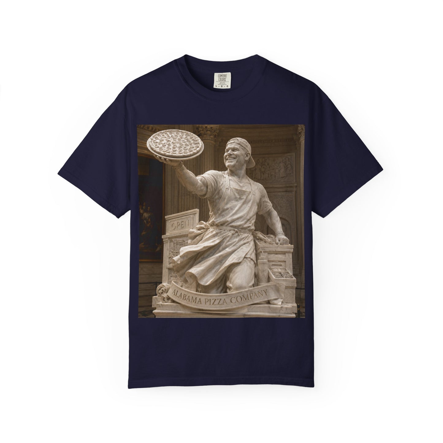 Pizza Statue Photo T-Shirt — Vintage Roman Sculpture Graphic Tee