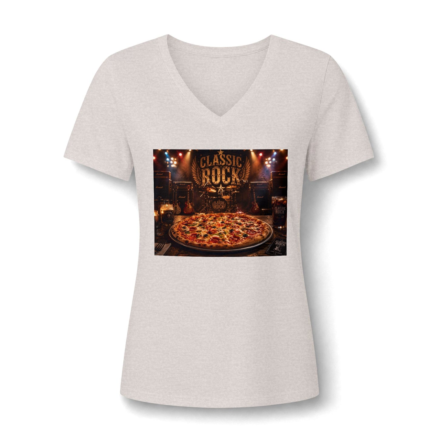 Classic Rock Pizza V-Neck Tee