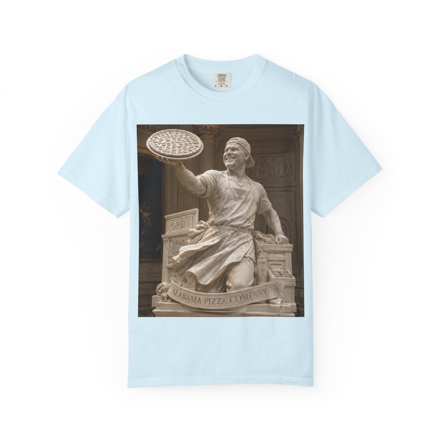 Pizza Statue Photo T-Shirt — Vintage Roman Sculpture Graphic Tee