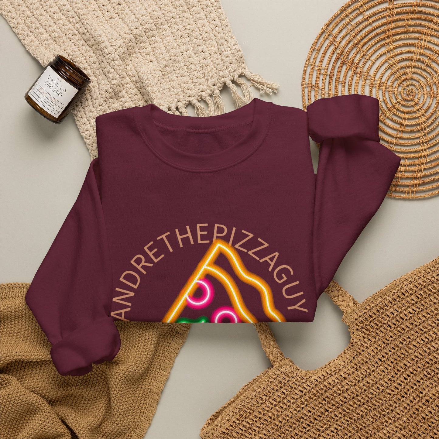 Pizza Slice Crewneck Sweatshirt — "andrethepizzaguy" TikTok Graphic