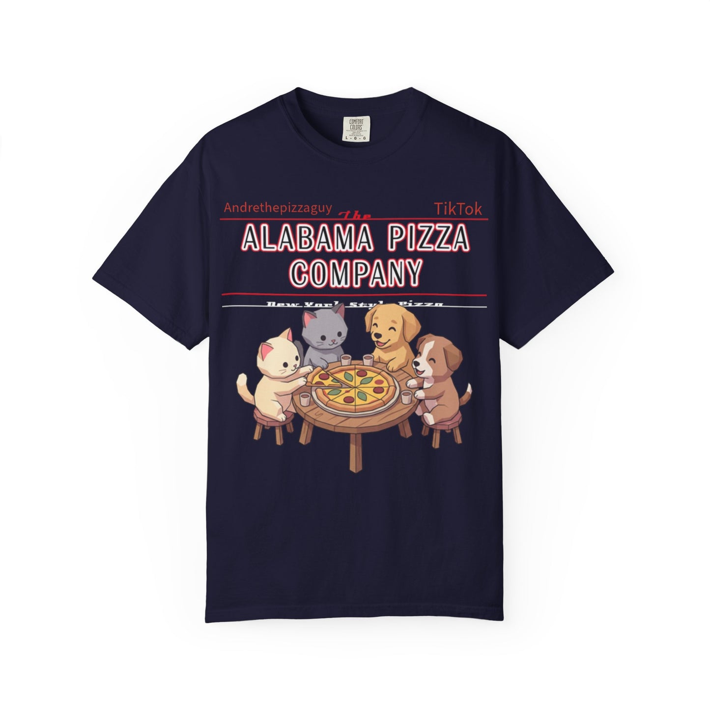 Alabama Pizza Company T-Shirt — Cute Dogs Sharing Pizza Graphic Tee