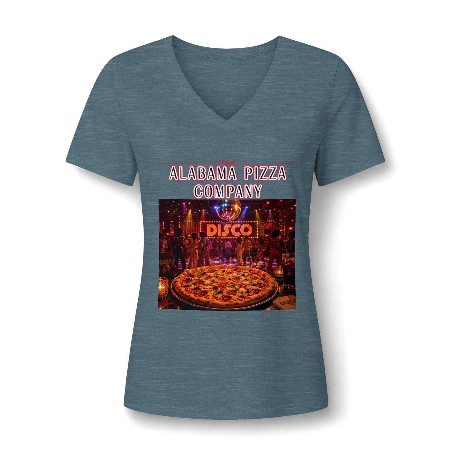Pizza Disco V-Neck Tee — Mamma Pizza Company Graphic Shirt