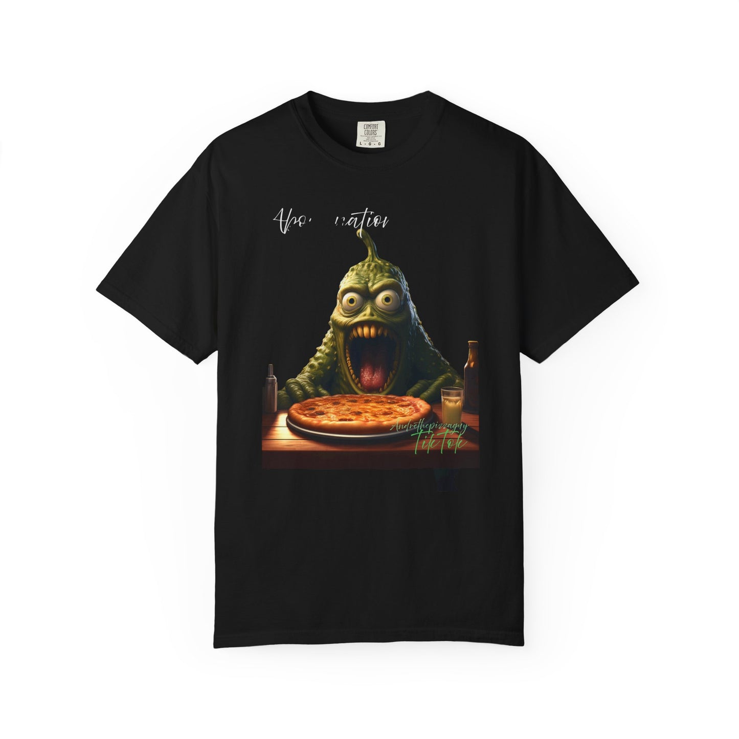 Monster Eating Pizza T-Shirt — Funny Creepy Pizza Lover Tee