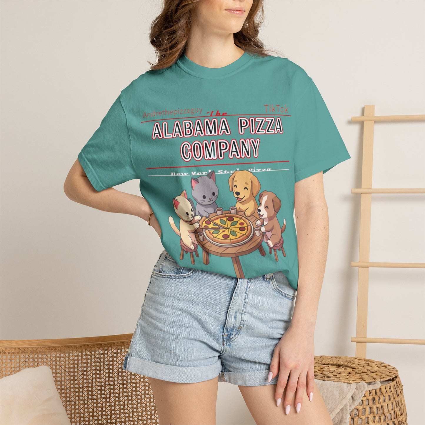 Alabama Pizza Company T-Shirt — Cute Dogs Sharing Pizza Graphic Tee