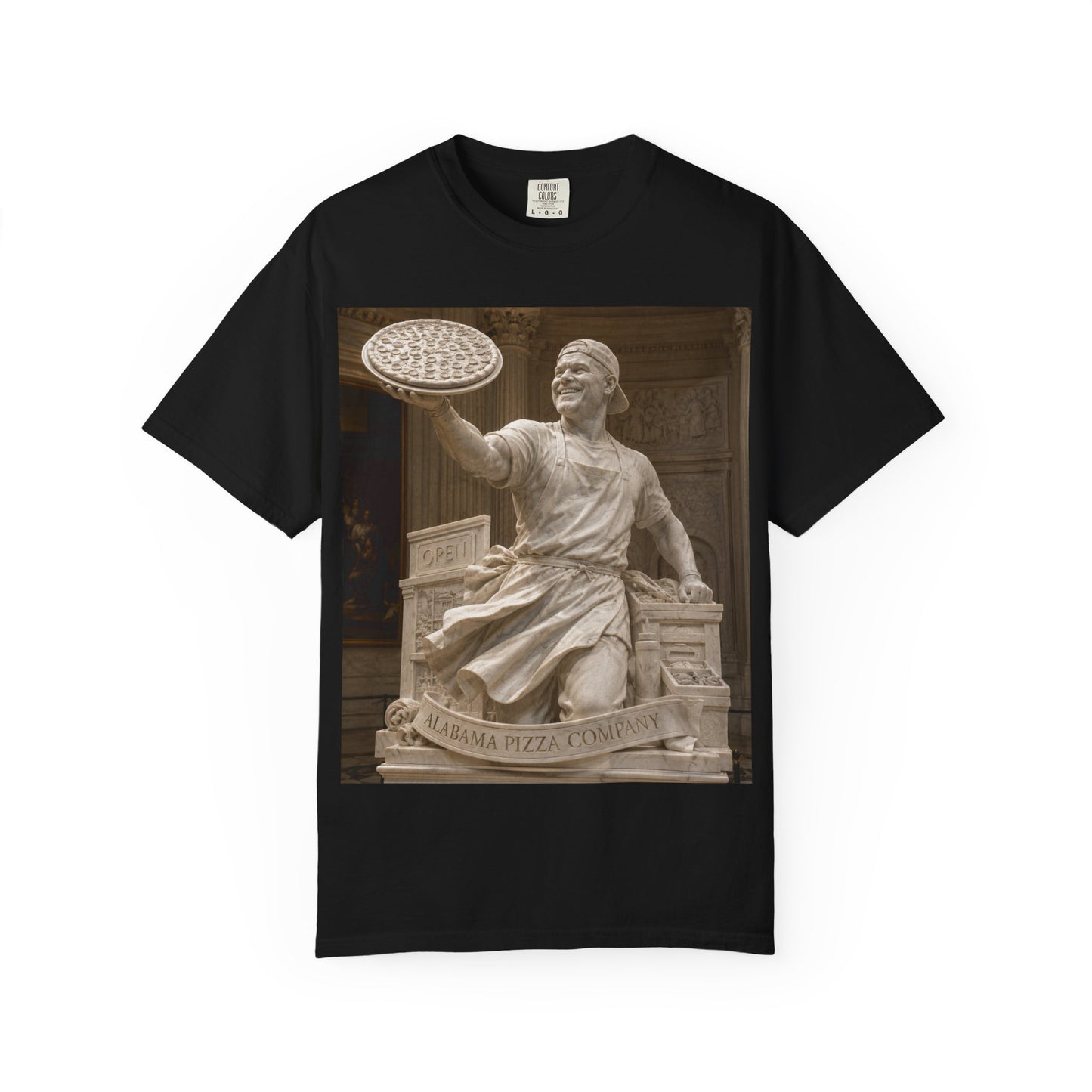Pizza Statue Photo T-Shirt — Vintage Roman Sculpture Graphic Tee