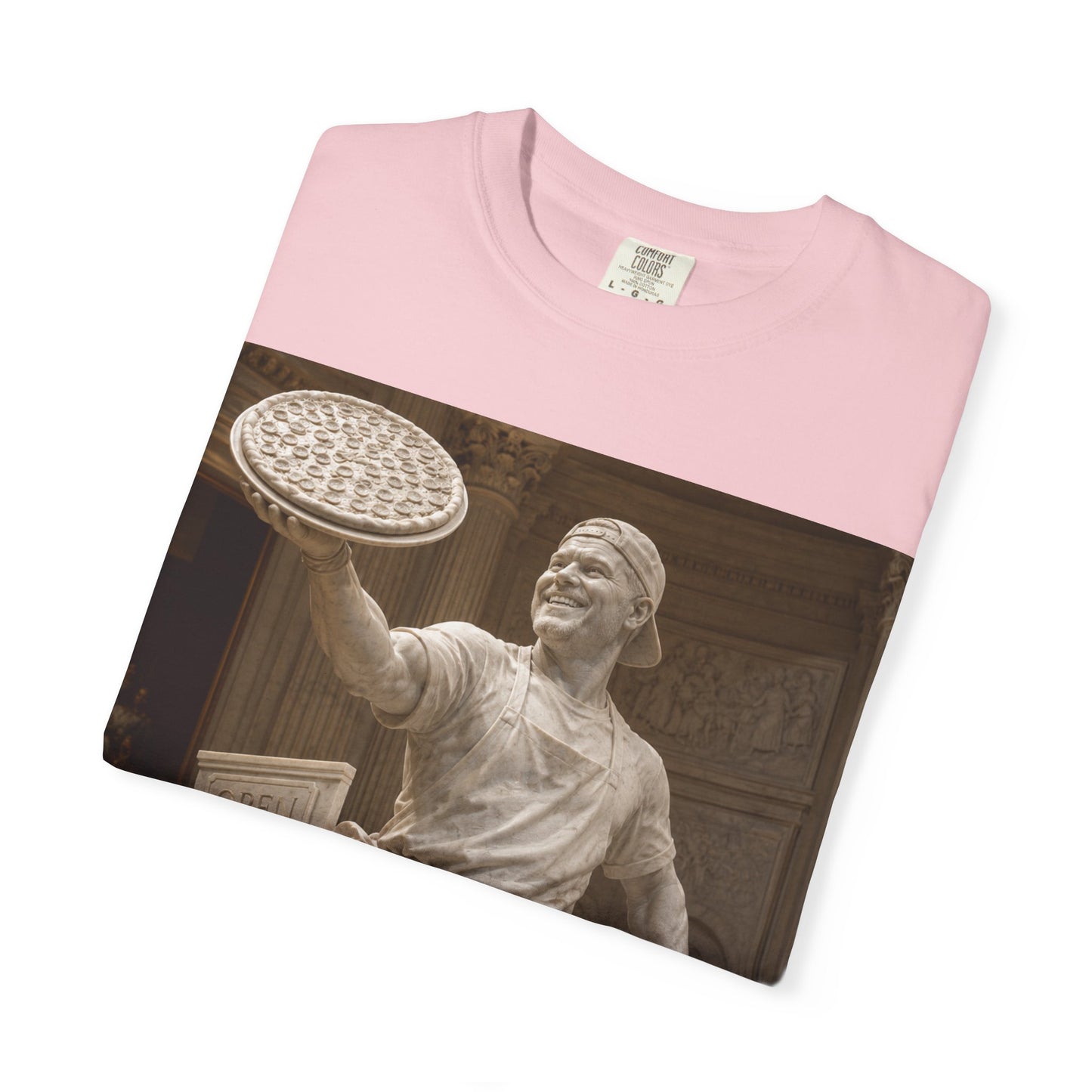 Pizza Statue Photo T-Shirt — Vintage Roman Sculpture Graphic Tee