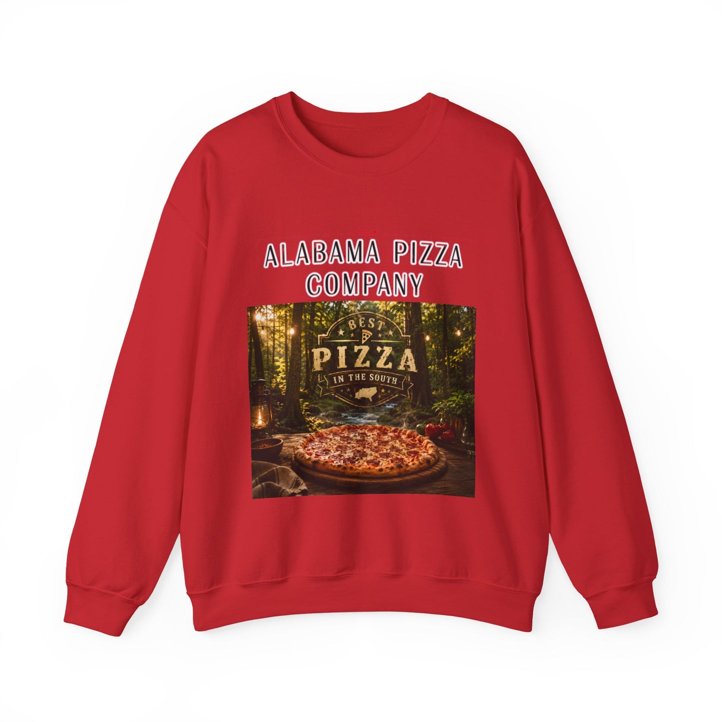 Pizza Crewneck Sweatshirt — Alabama Pizza Company Vintage Pizzeria Design