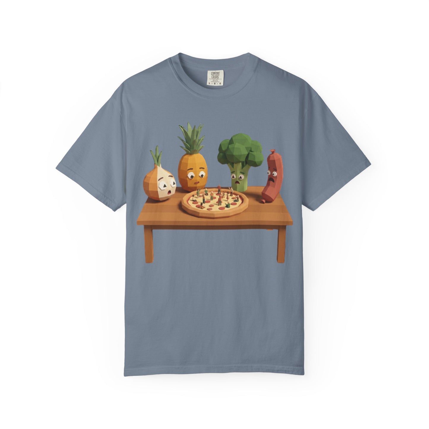 Pizza Night Veggie T-Shirt — Cute Cartoon Pineapple, Broccoli & Friends