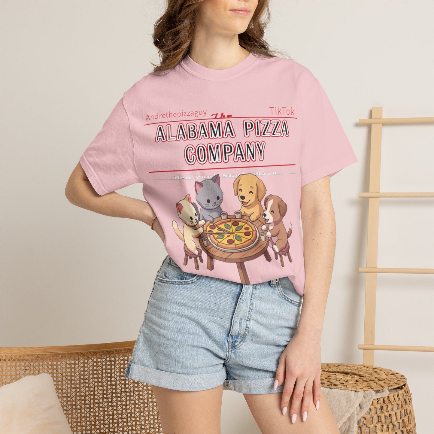 Alabama Pizza Company T-Shirt — Cute Dogs Sharing Pizza Graphic Tee