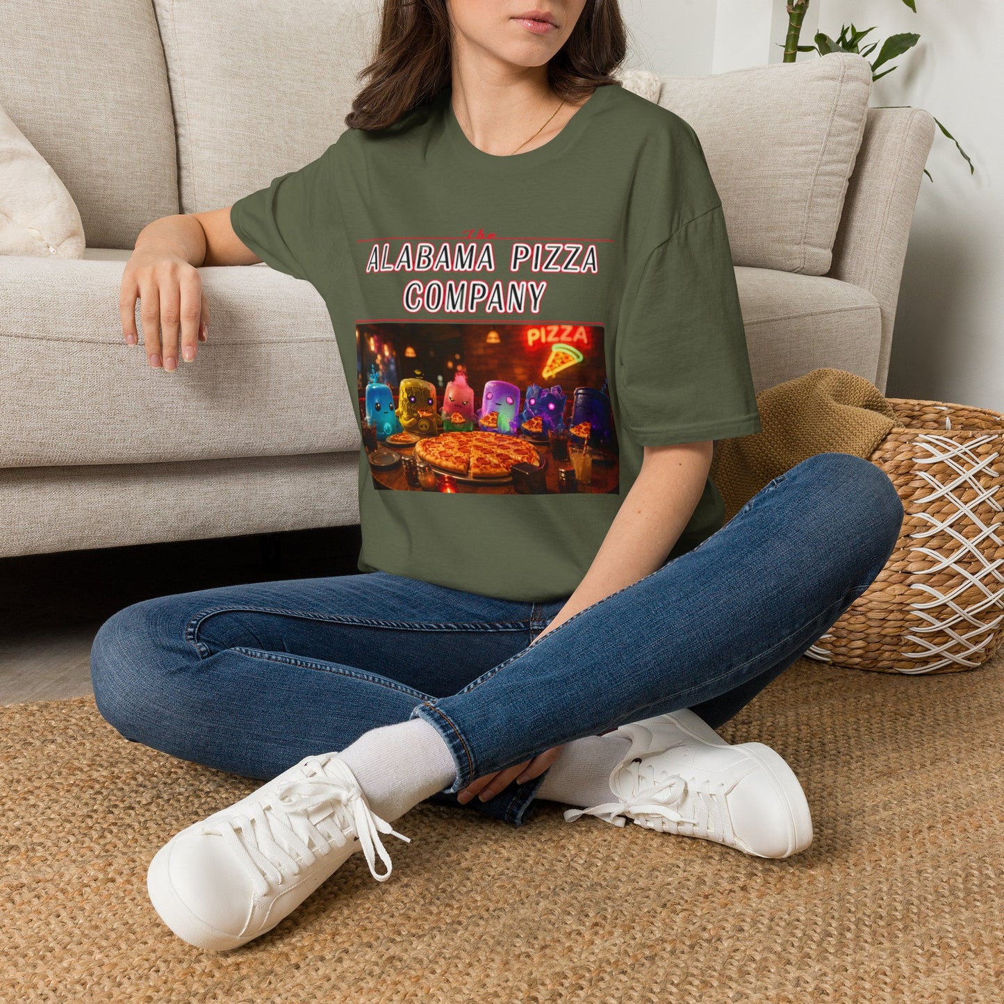 T-Shirt — "The Alabama Pizza Company" Neon Pizzeria Graphic Tee