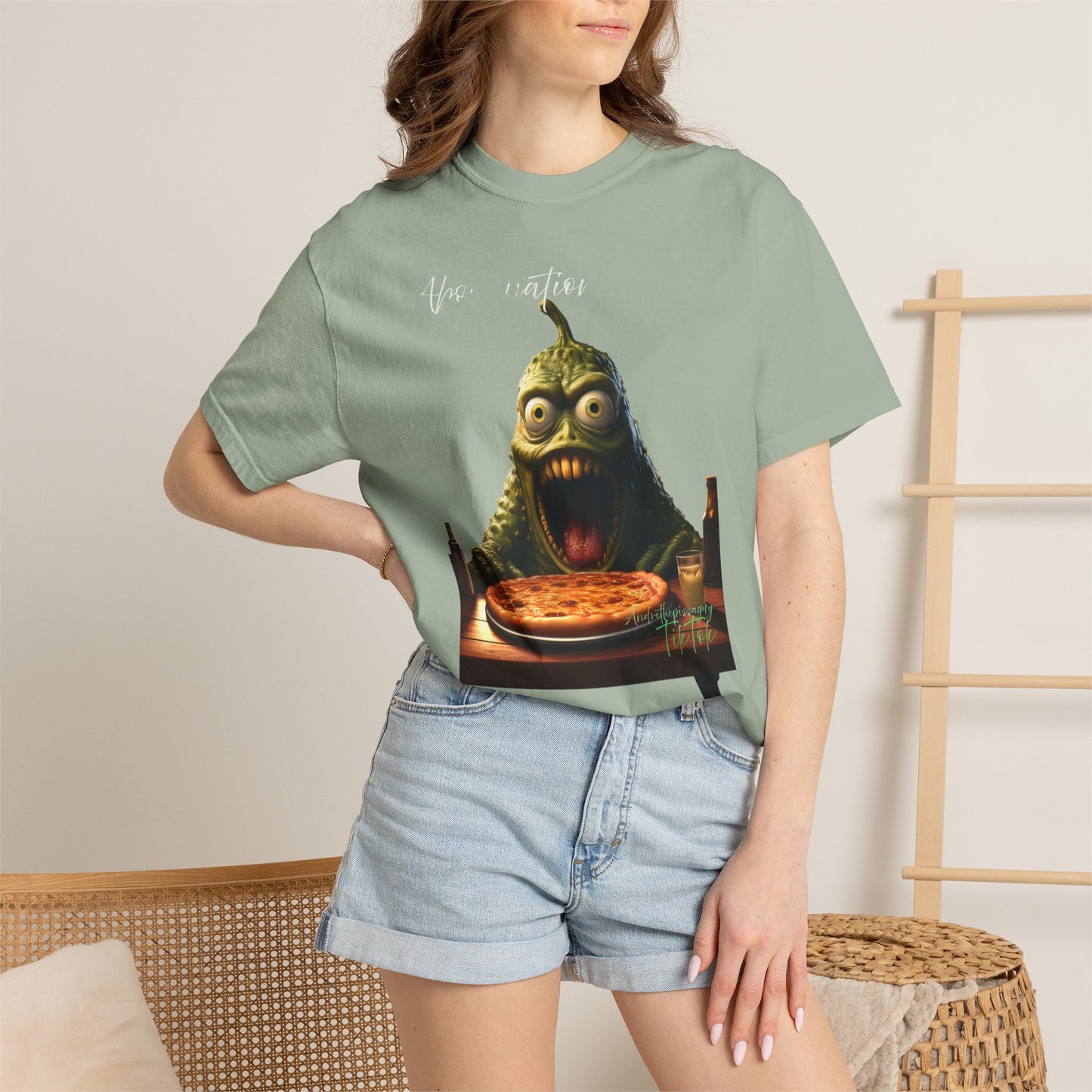 Monster Eating Pizza T-Shirt — Funny Creepy Pizza Lover Tee