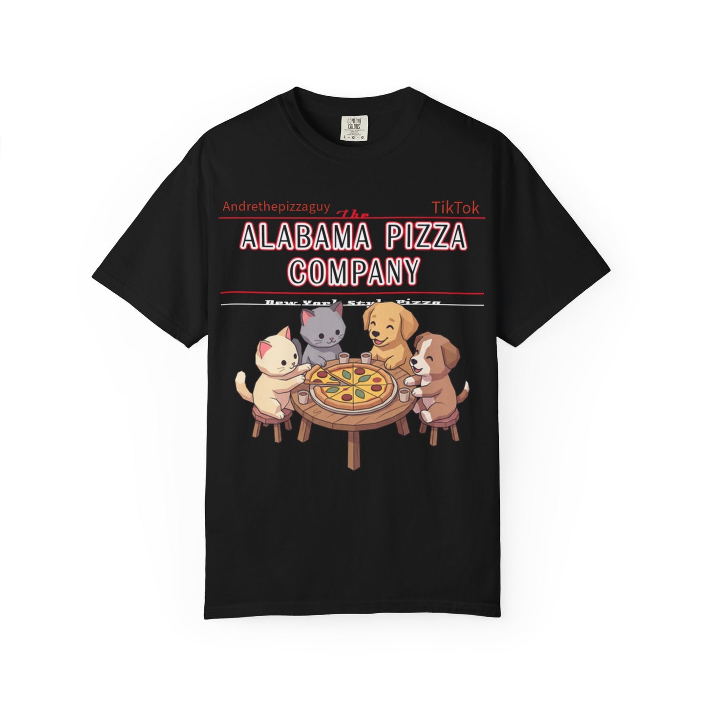 Alabama Pizza Company T-Shirt — Cute Dogs Sharing Pizza Graphic Tee