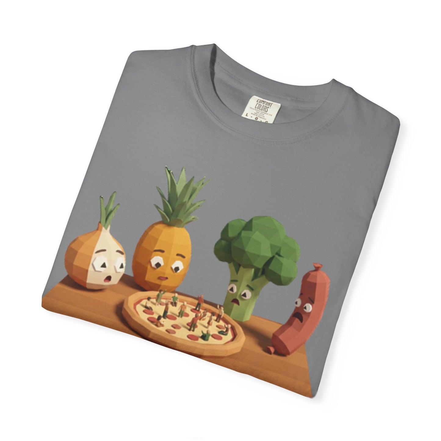 Pizza Night Veggie T-Shirt — Cute Cartoon Pineapple, Broccoli & Friends
