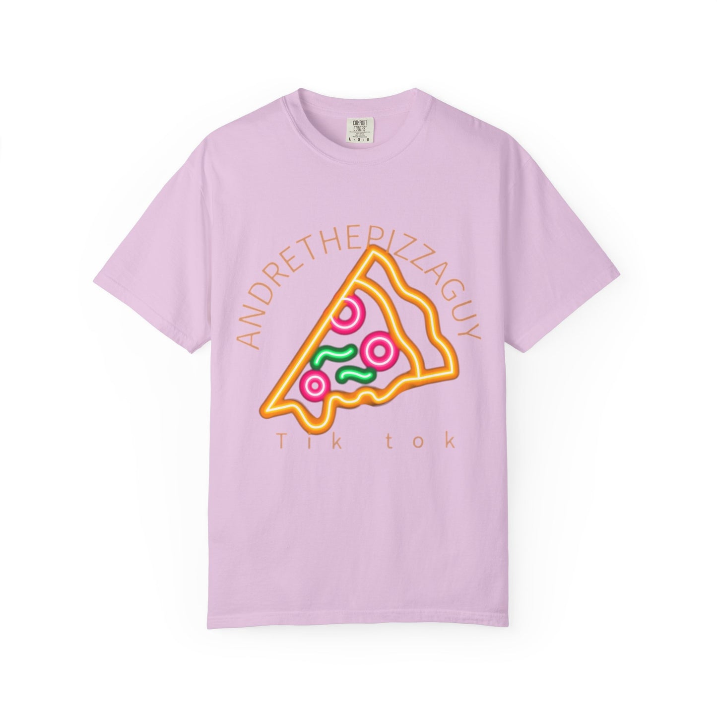 Pizza Slice Graphic T-Shirt – "ANDRETHEPIZZAGUY" Neon Design