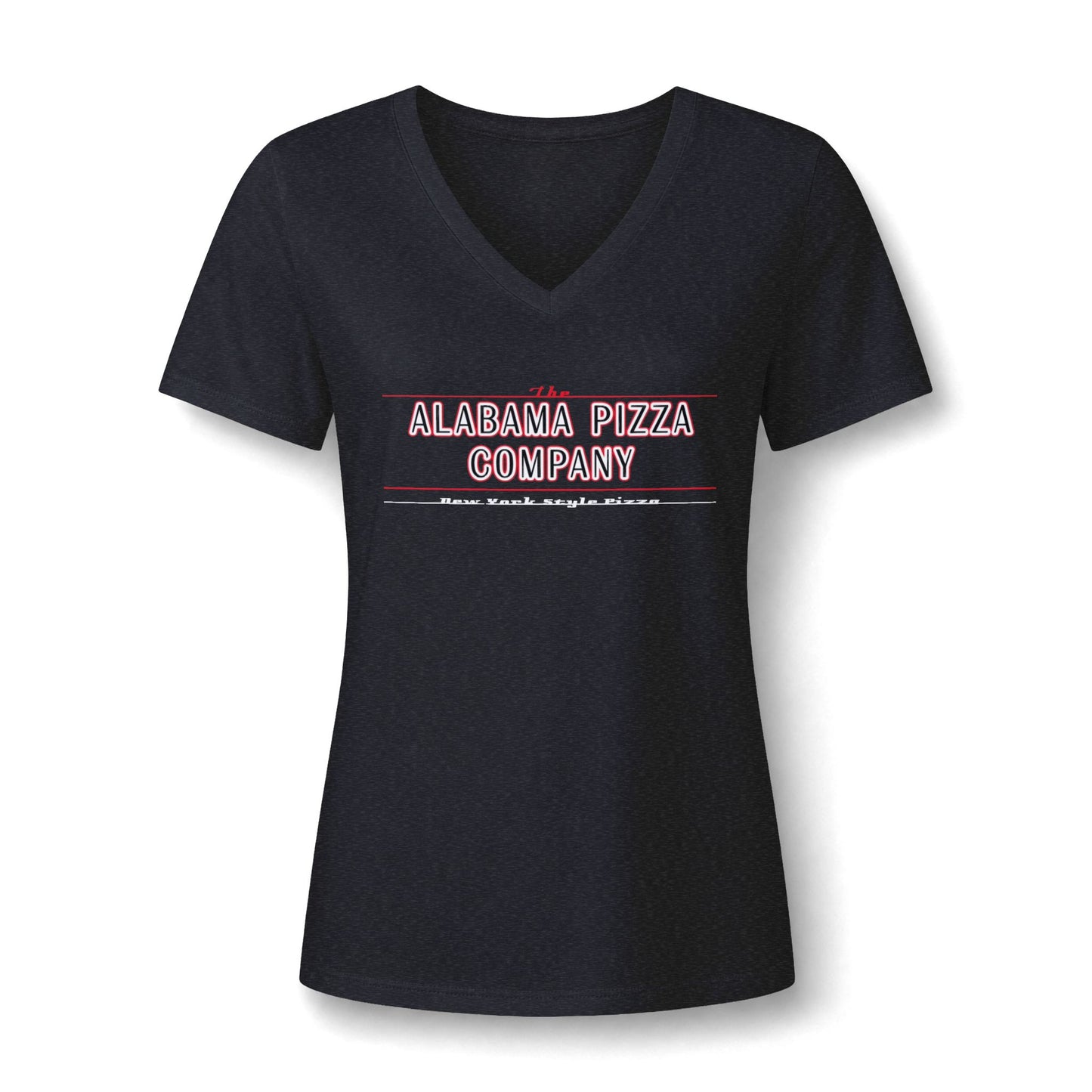 Women's V-Neck Tee — Mamma Pizza Company Retro Logo