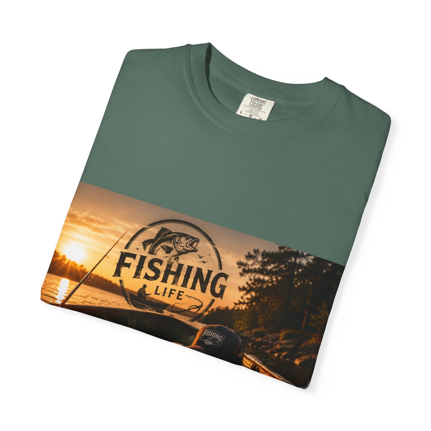 Fishing Life T-Shirt — Sunset Boat Pizza Graphic Tee