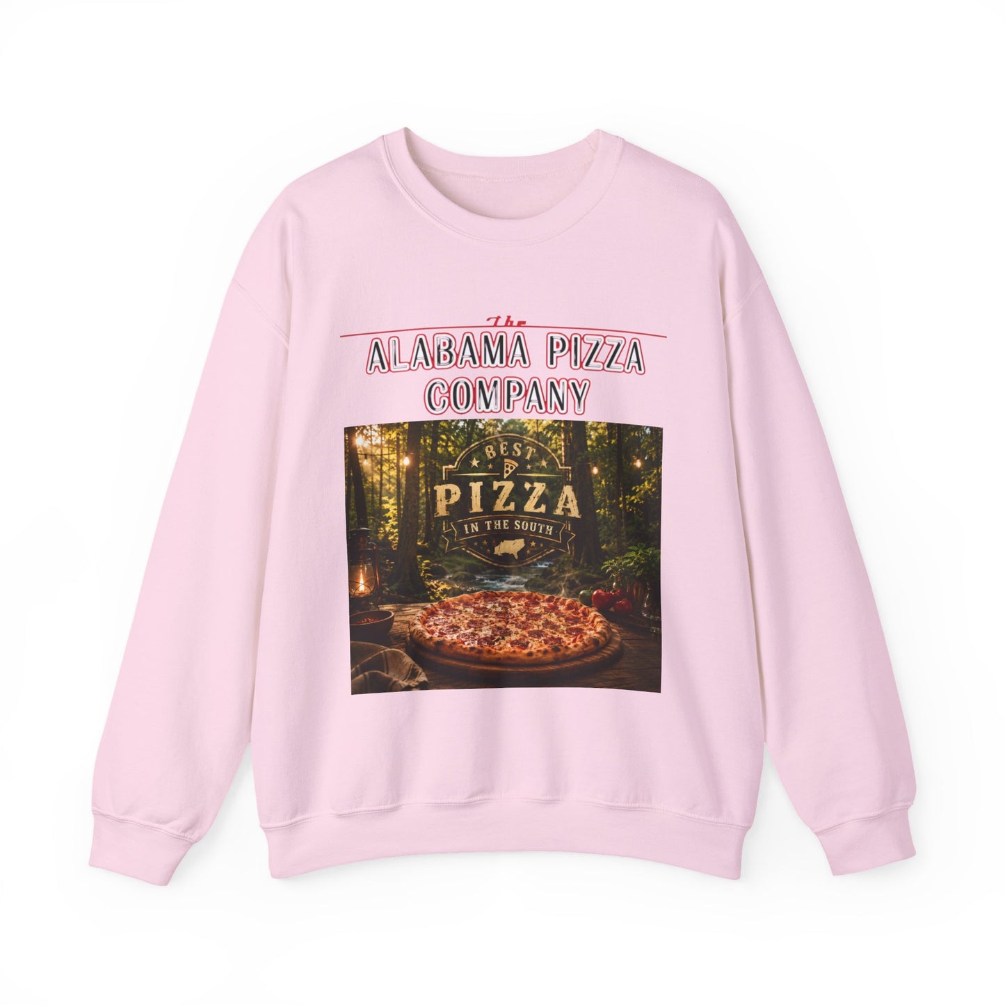 Pizza Crewneck Sweatshirt — Alabama Pizza Company Vintage Pizzeria Design