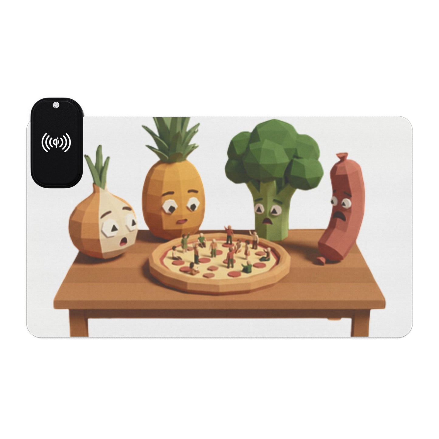 LED Wireless Charging Mouse Pad — Cute Veggie Pizza Desk Mat
