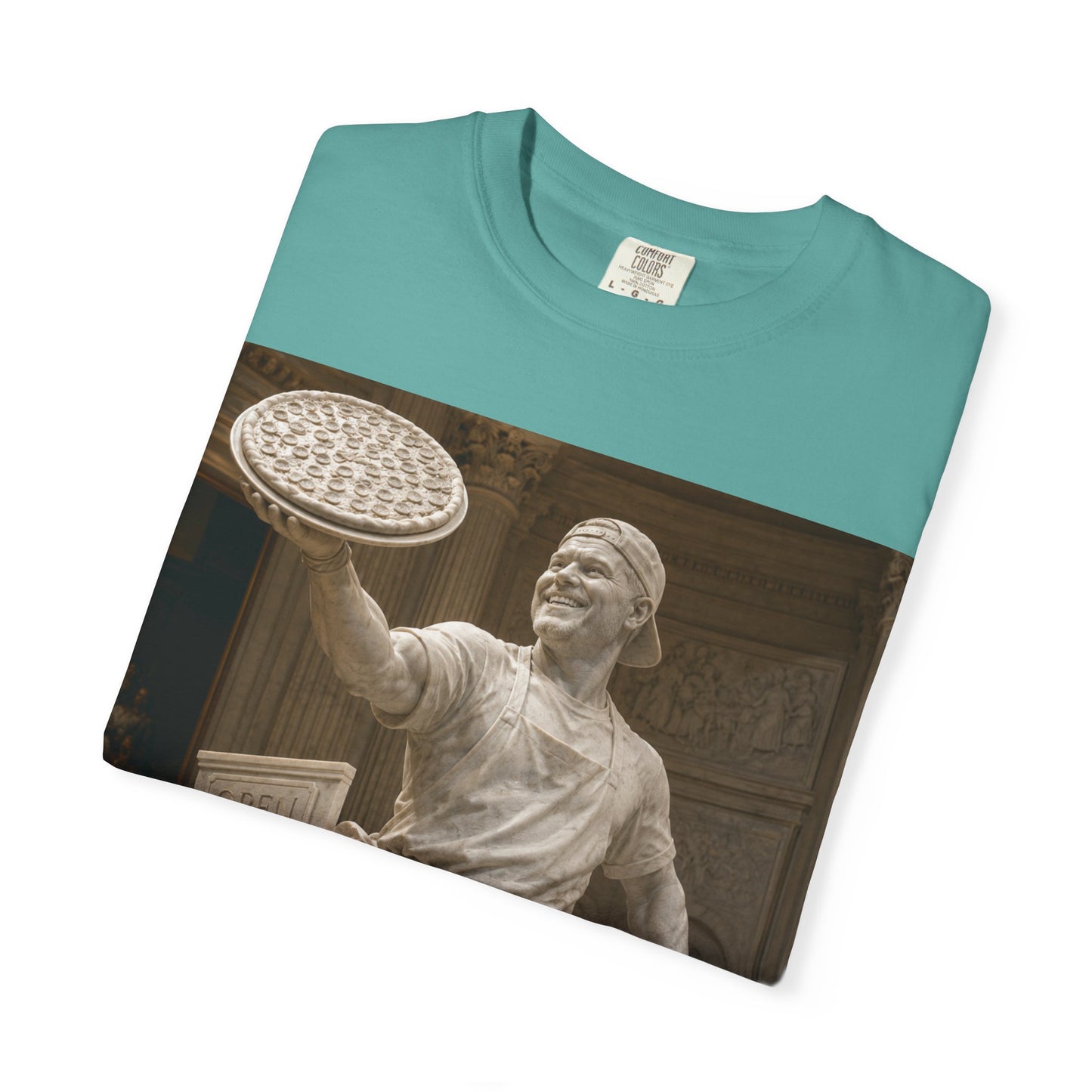 Pizza Statue Photo T-Shirt — Vintage Roman Sculpture Graphic Tee