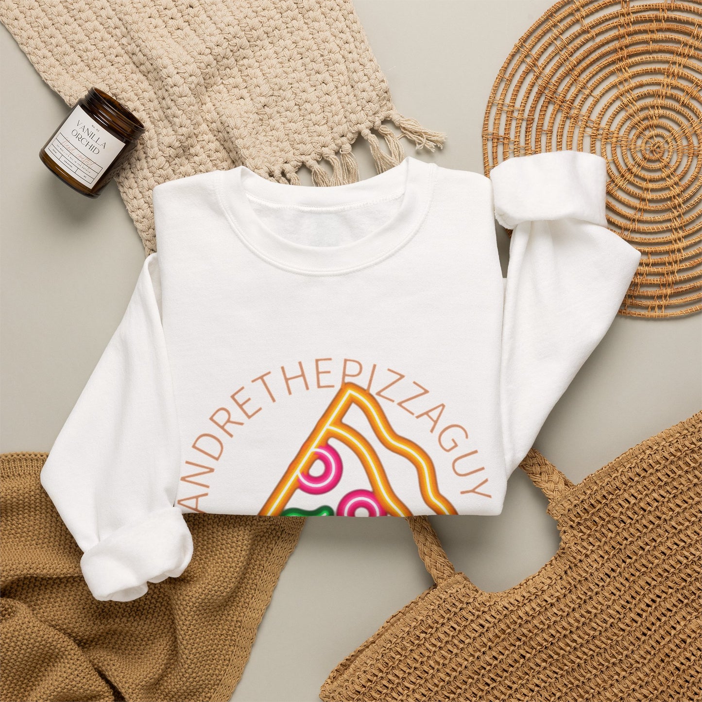 Pizza Slice Crewneck Sweatshirt — "andrethepizzaguy" TikTok Graphic