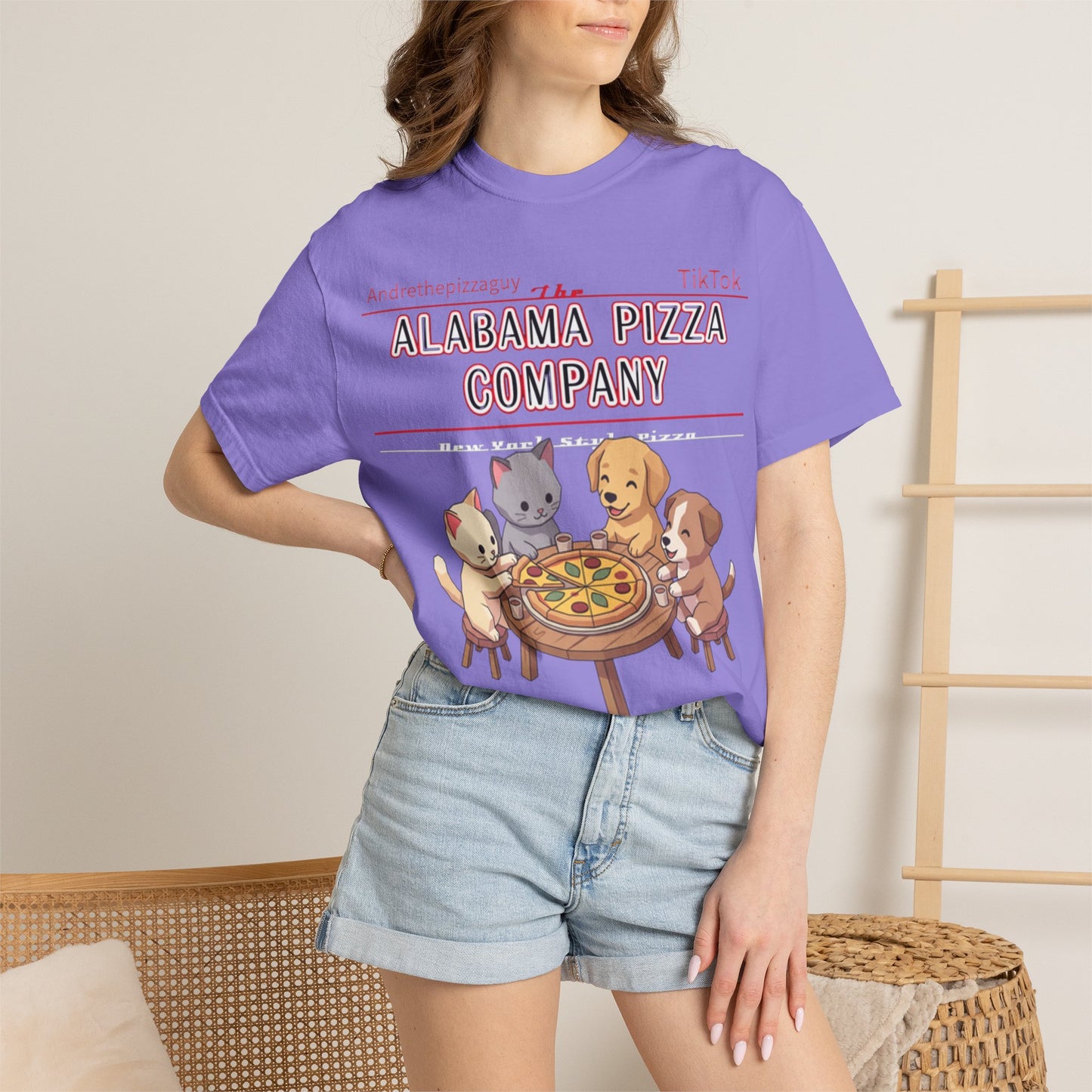 Alabama Pizza Company T-Shirt — Cute Dogs Sharing Pizza Graphic Tee