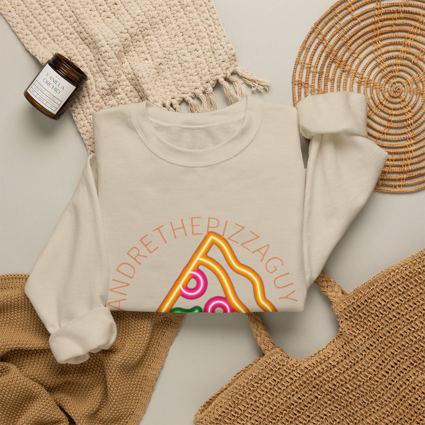 Pizza Slice Crewneck Sweatshirt — "andrethepizzaguy" TikTok Graphic