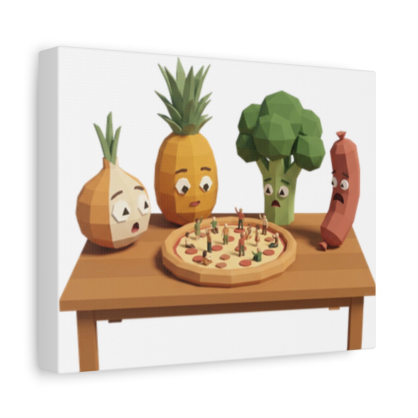 Canvas Wall Art - Funny Polygon Veggies and Pizza Illustration