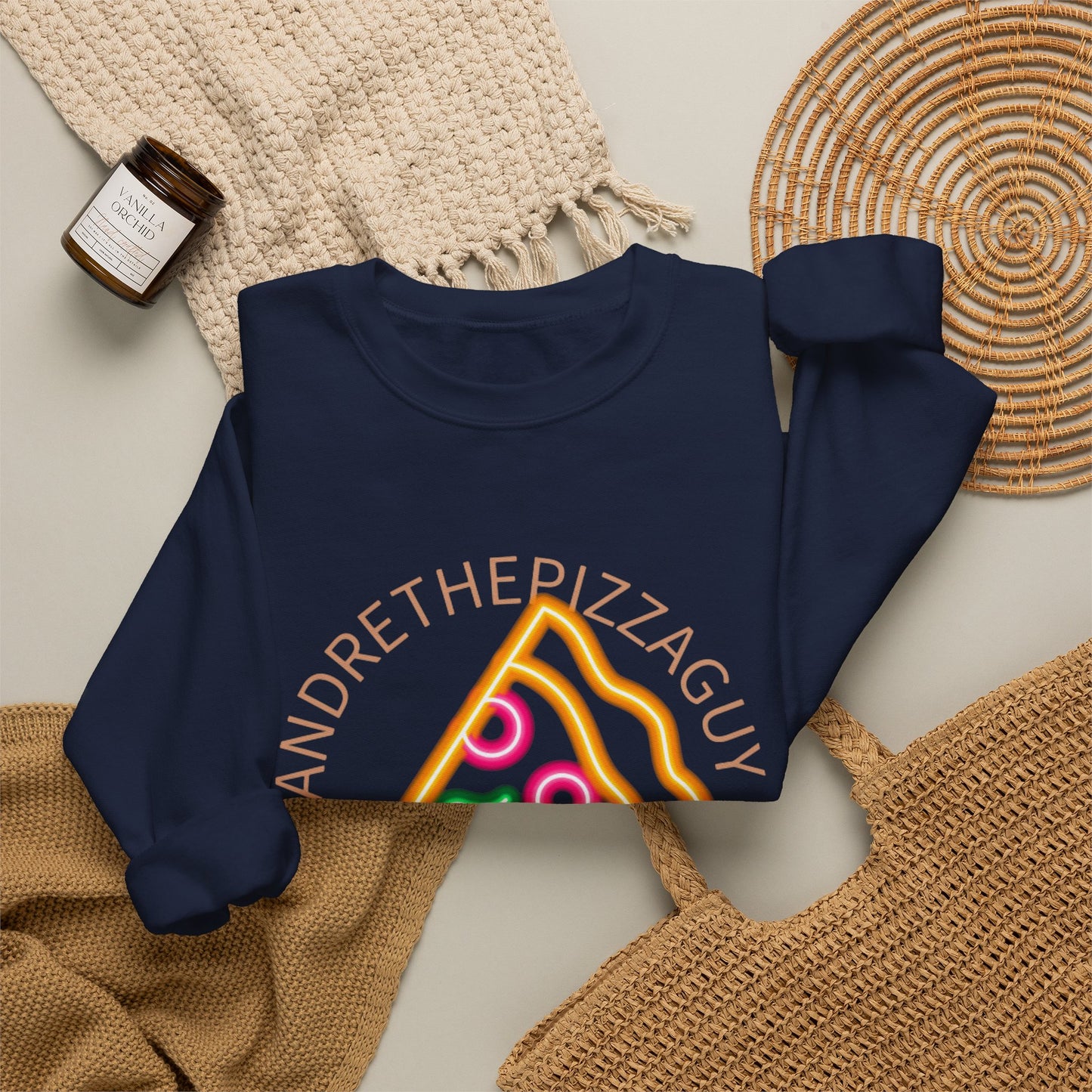 Pizza Slice Crewneck Sweatshirt — "andrethepizzaguy" TikTok Graphic