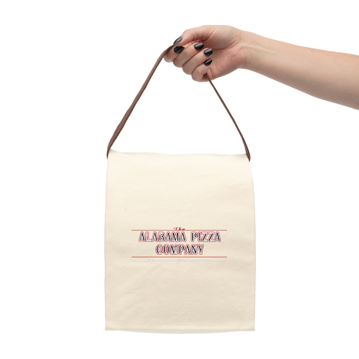 Canvas Lunch Bag — "The Alabama Pizza Company" Logo Insulated Tote with Strap