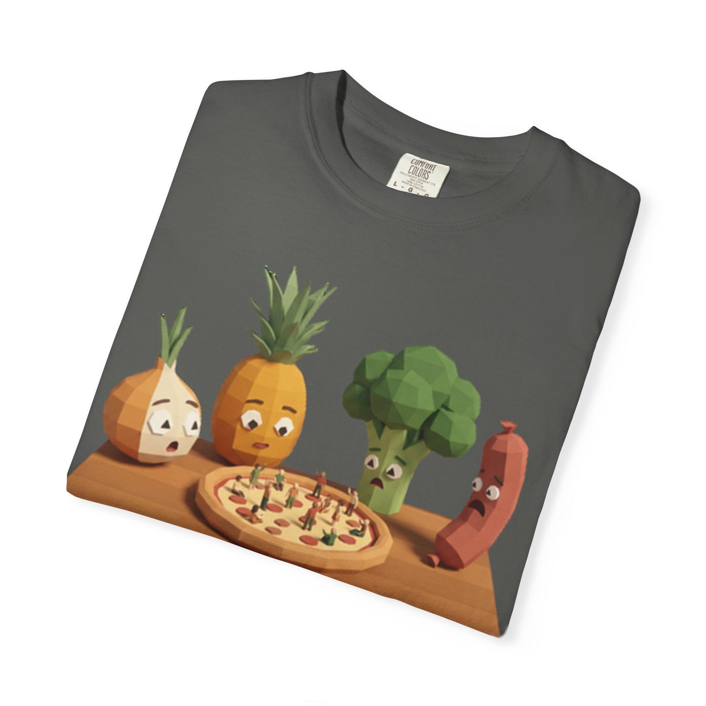 Pizza Night Veggie T-Shirt — Cute Cartoon Pineapple, Broccoli & Friends