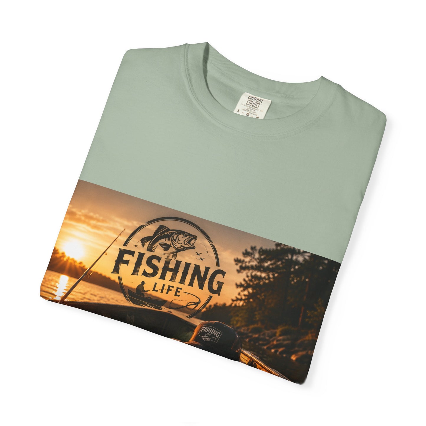 Fishing Life T-Shirt — Sunset Boat Pizza Graphic Tee