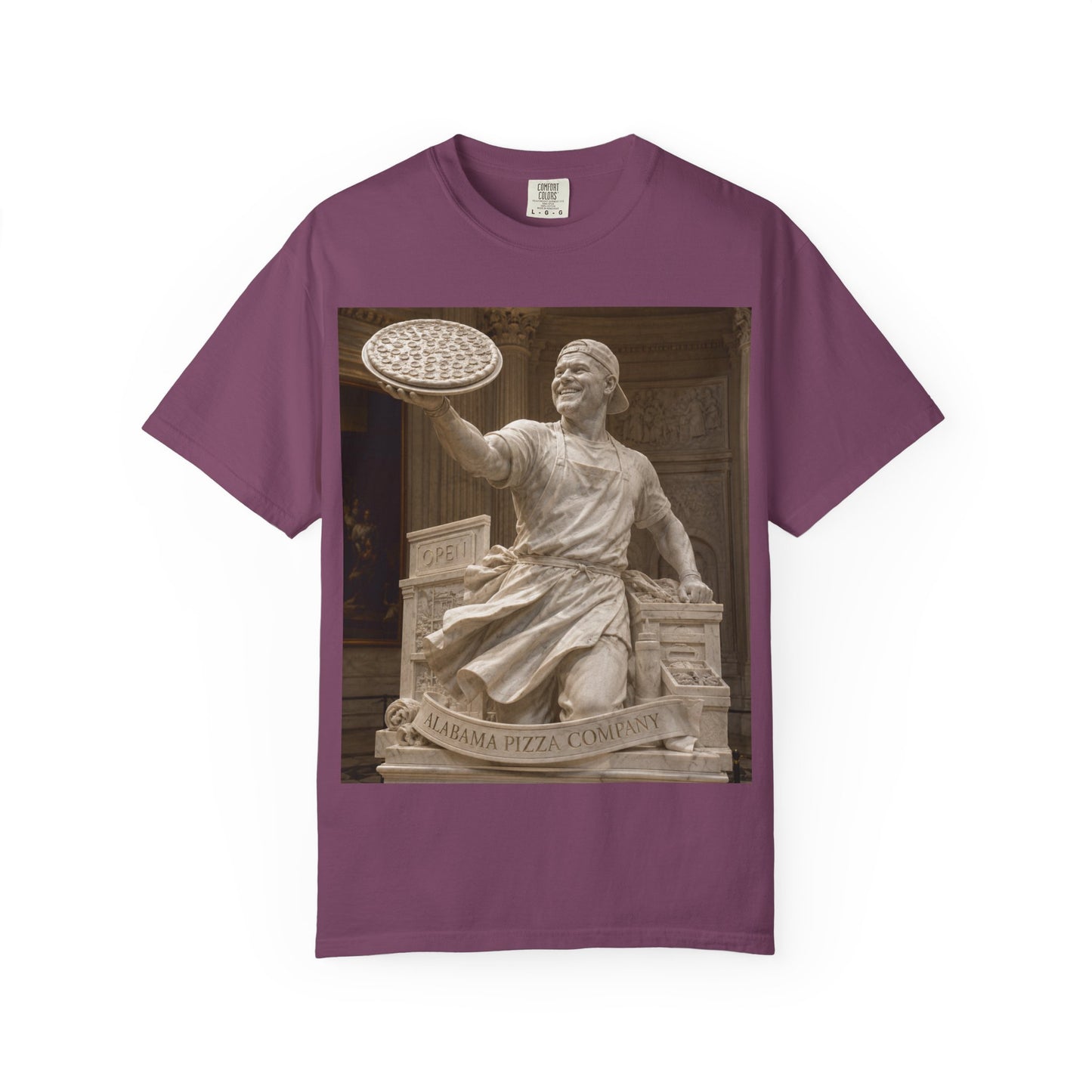 Pizza Statue Photo T-Shirt — Vintage Roman Sculpture Graphic Tee