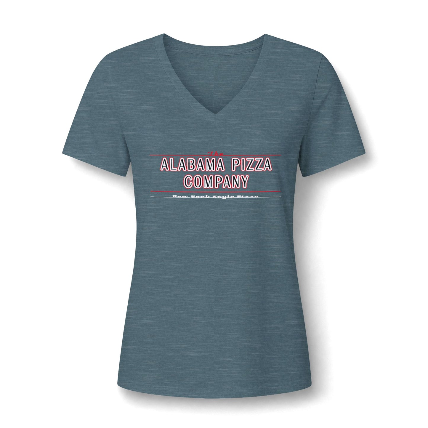 Women's V-Neck Tee — Mamma Pizza Company Retro Logo