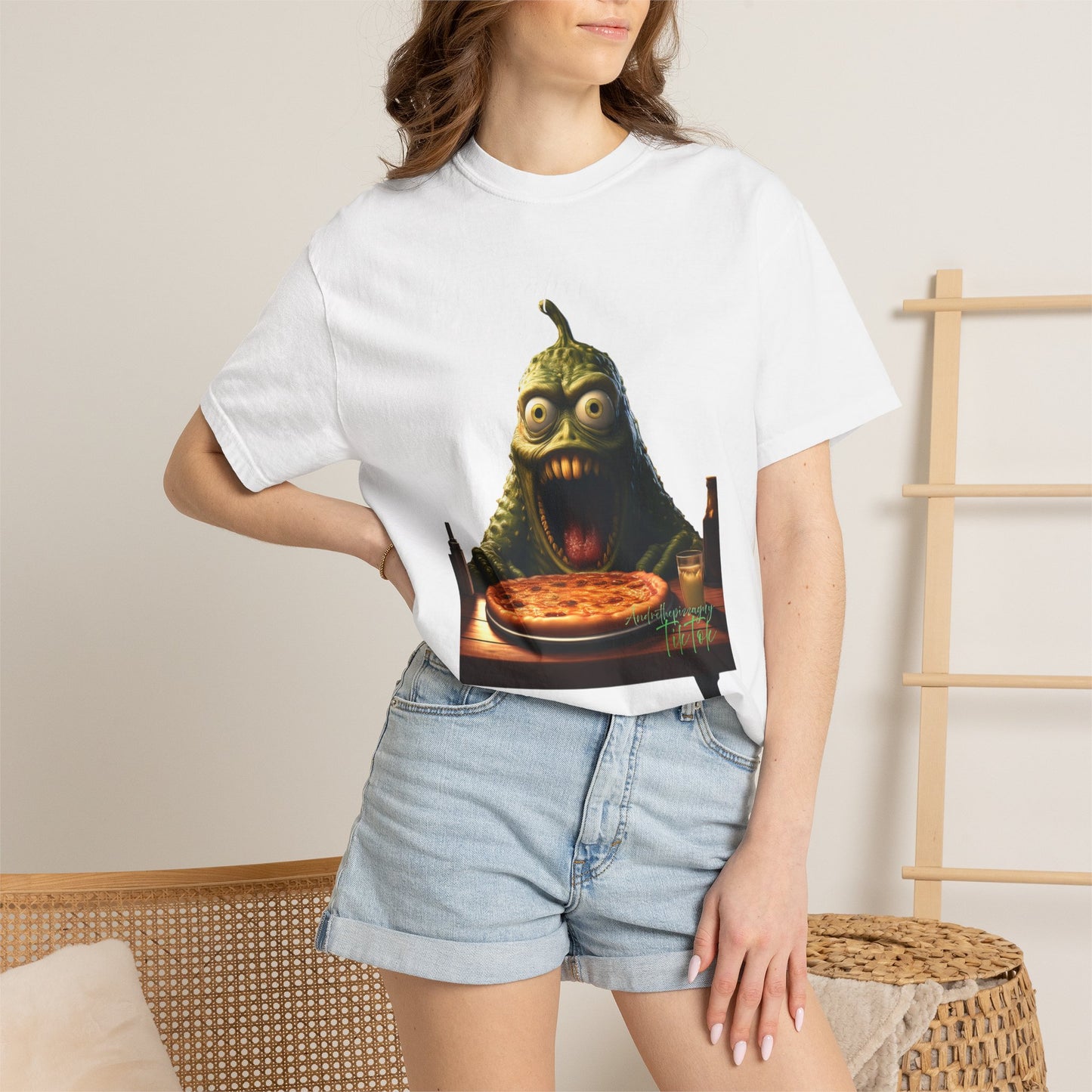 Monster Eating Pizza T-Shirt — Funny Creepy Pizza Lover Tee