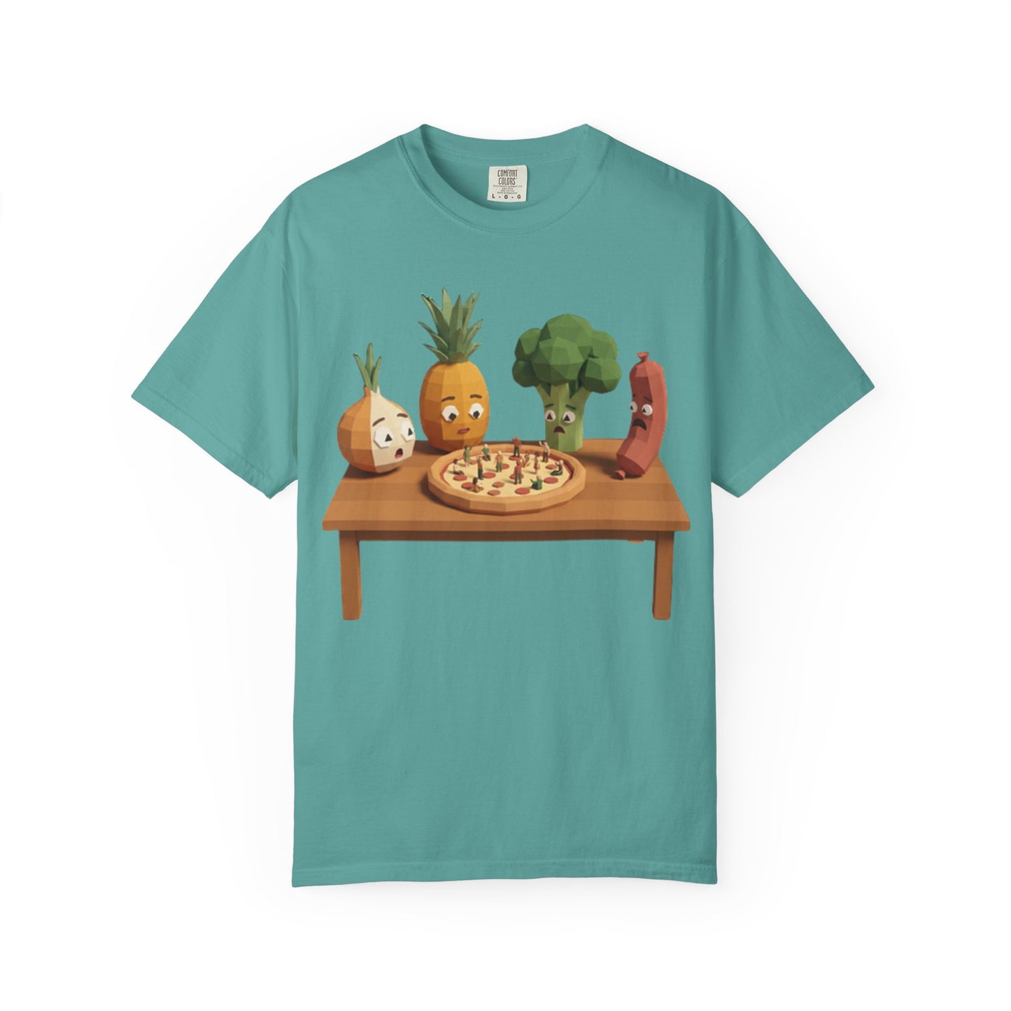 Pizza Night Veggie T-Shirt — Cute Cartoon Pineapple, Broccoli & Friends