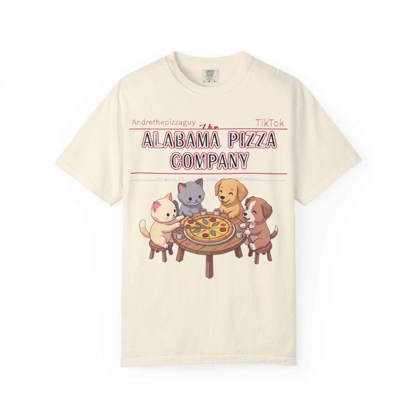 Alabama Pizza Company T-Shirt — Cute Dogs Sharing Pizza Graphic Tee