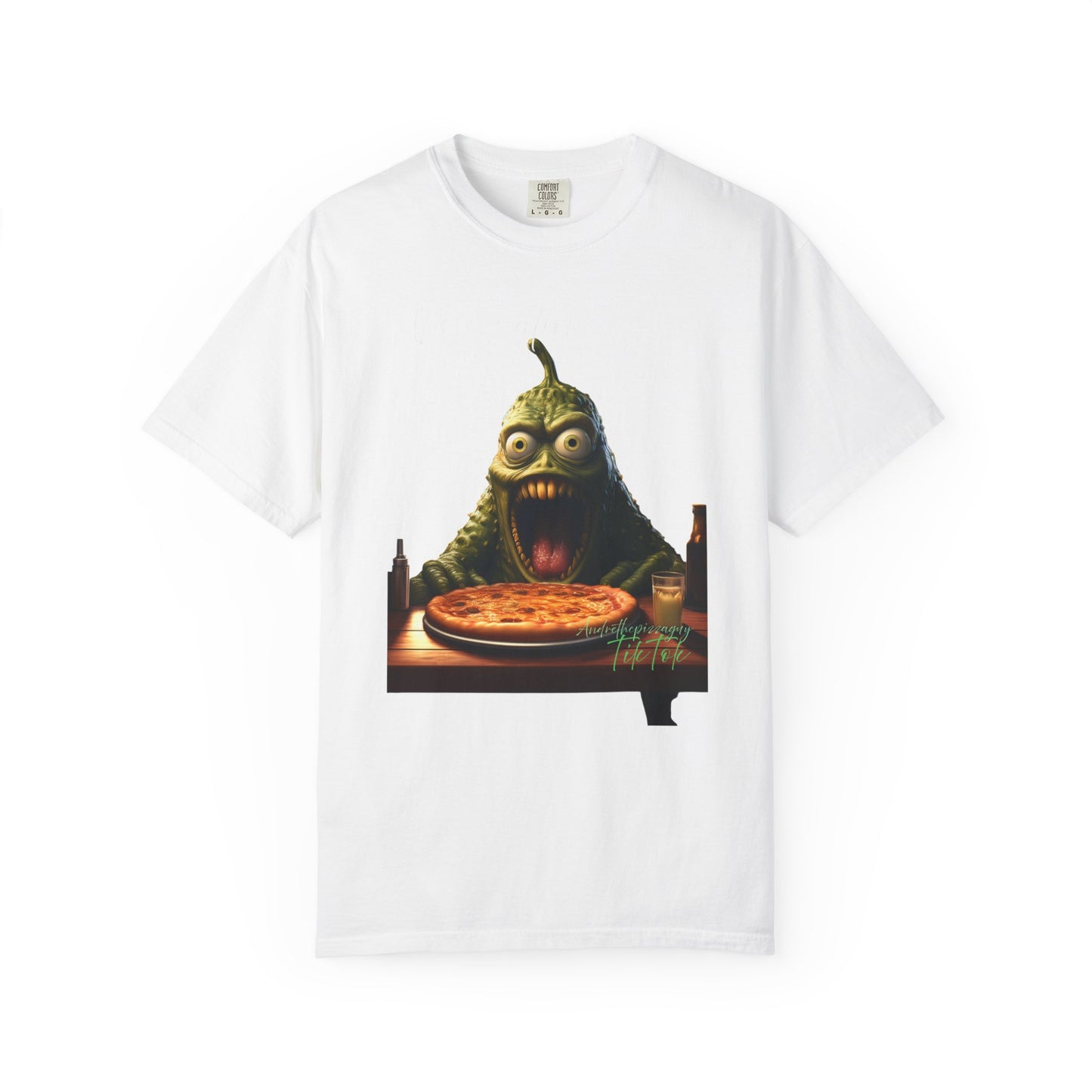 Monster Eating Pizza T-Shirt — Funny Creepy Pizza Lover Tee