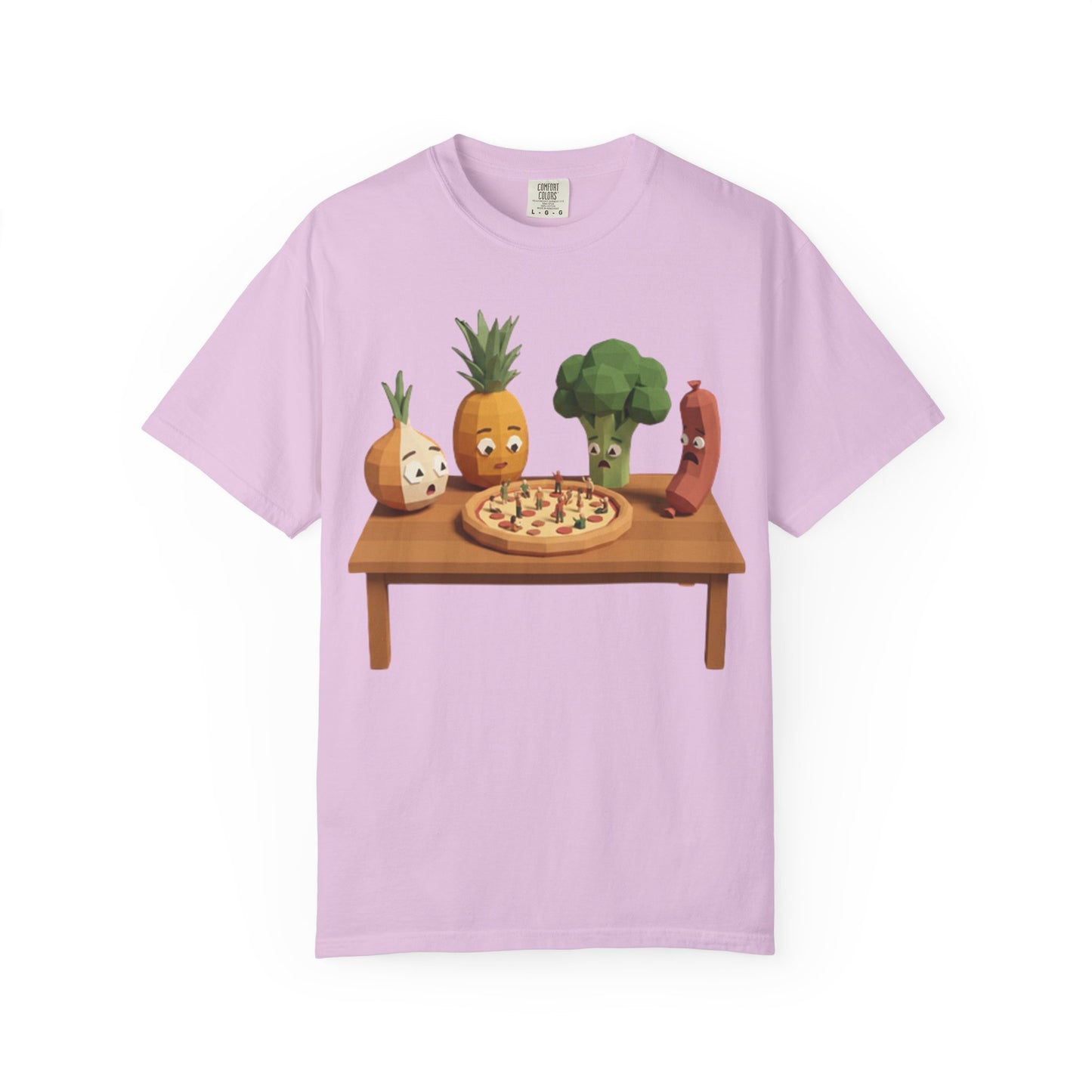 Pizza Night Veggie T-Shirt — Cute Cartoon Pineapple, Broccoli & Friends